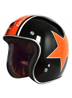 Casco Jet Origine Primo Astro Negro Estrella Naranaja color de Harley Davidson