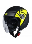 Casco de moto Jet urbano con gafa de sol Origine Alpha V5 Fluo Yellow/Black